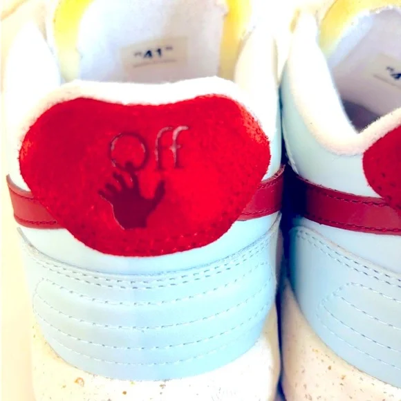 Off-White Sneakers in Cream and Burgundy - Picture 14 of 16